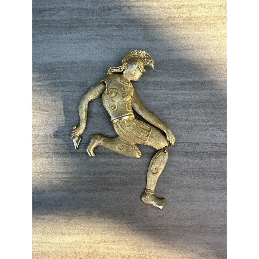Polcini Large Articulated Ancient Warrior Greek Spartan Soldier Pendant Necklace